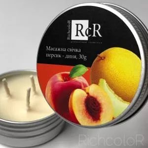 Масажна свічка Персик-Диня, 30 г