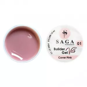 Гель для нарощування SAGA Builder Gel Veil №1 Cover Pink, 15 мл - Фото 4