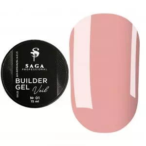 Гель для наращивания SAGA Builder Gel Veil №1 Cover Pink, 15 мл