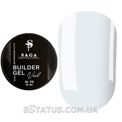 Гель для наращивания SAGA Builder Gel Veil №6 Clear, 15 мл