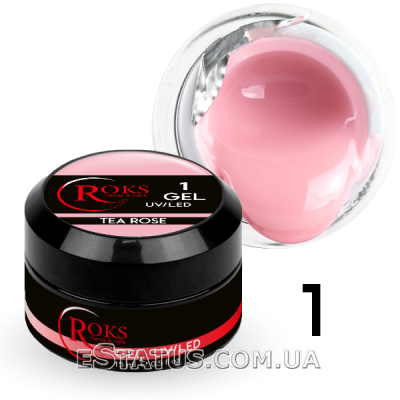 Гель для нарощування нігтів Roks Gel UV/LED №1 Tea Rose 15 мл
