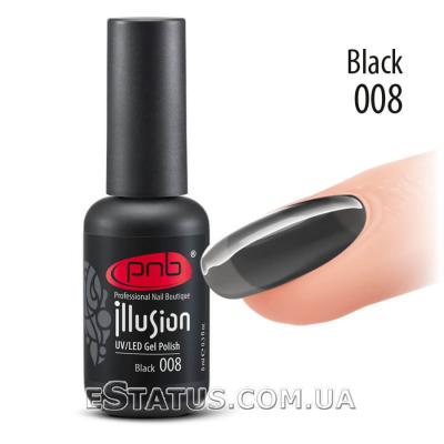 Вітражний гель-лак PNB Illusion Black 008, 4 мл