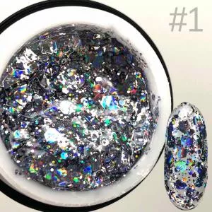 Гель Saga Galaxy glitter Gel №1, 8 мл