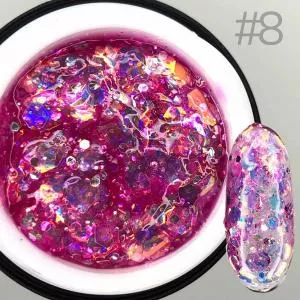 Гель Saga Galaxy glitter Gel №8, 8 мл